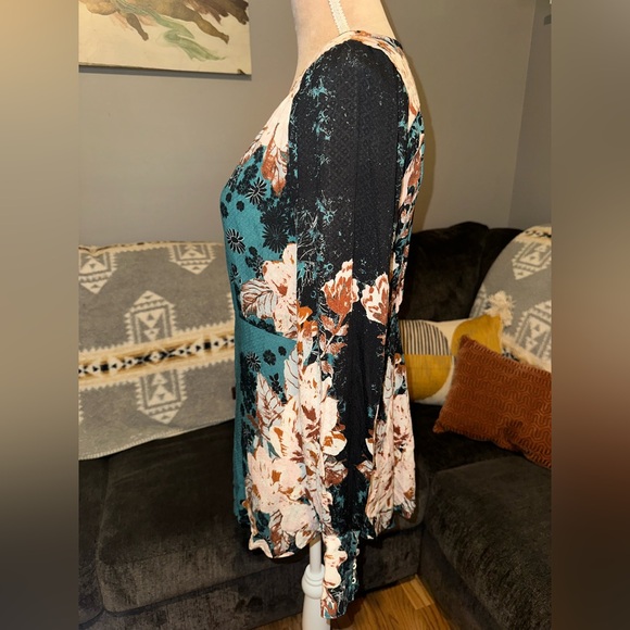 Free People NWT Mikayla Floral Print Tunic Long Sleeve Blouse Size XS/Small - Picture 7 of 16